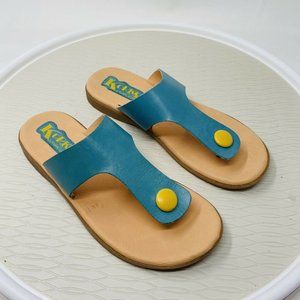 Kork Ease Korks Slip On Sandals 8 Blue Leather Korkease Walking Comfort